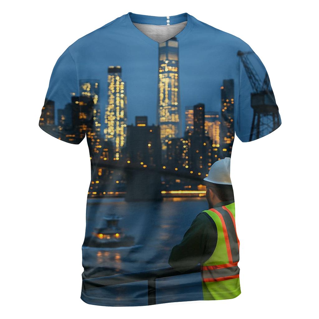 Blue Hour From The Brooklyn Navy Yard Rooftop statement graphic shirts