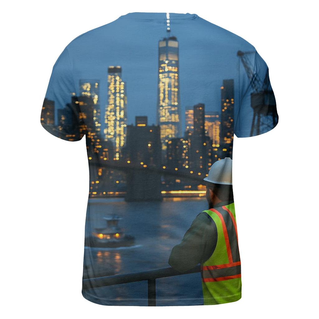 Blue Hour From The Brooklyn Navy Yard Rooftop statement graphic shirts