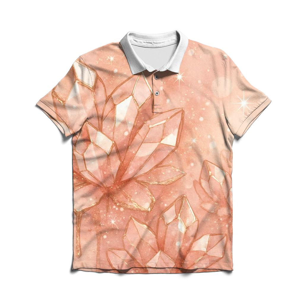 Rose Gold Crystal Garden casual sports polo shirts