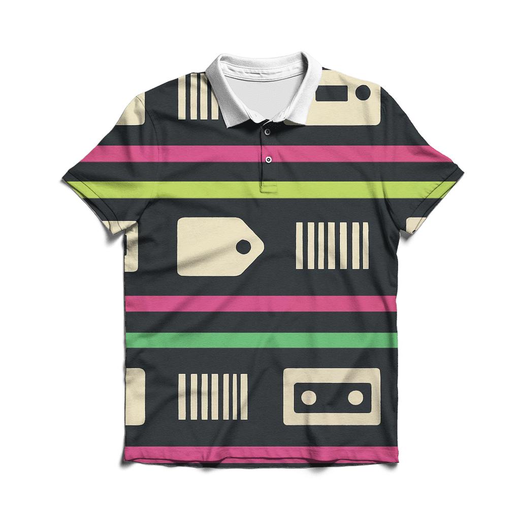 VHS Rental Aisle Price Tag Stripes custom polo shirts
