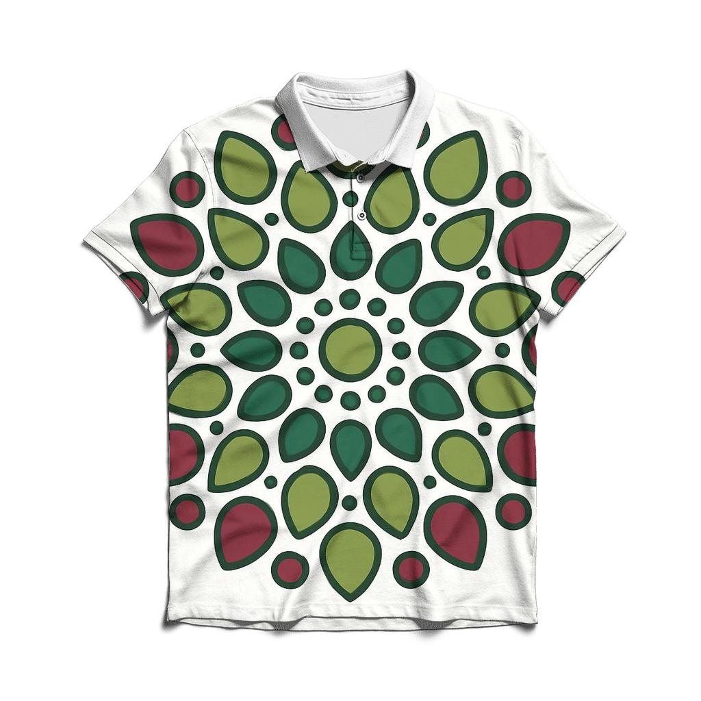 Pine Cone Dot Mandala Ornament designer slim fit polos
