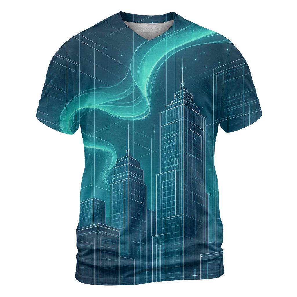Aurora Blueprint Cityscape trendy printed shirt styles