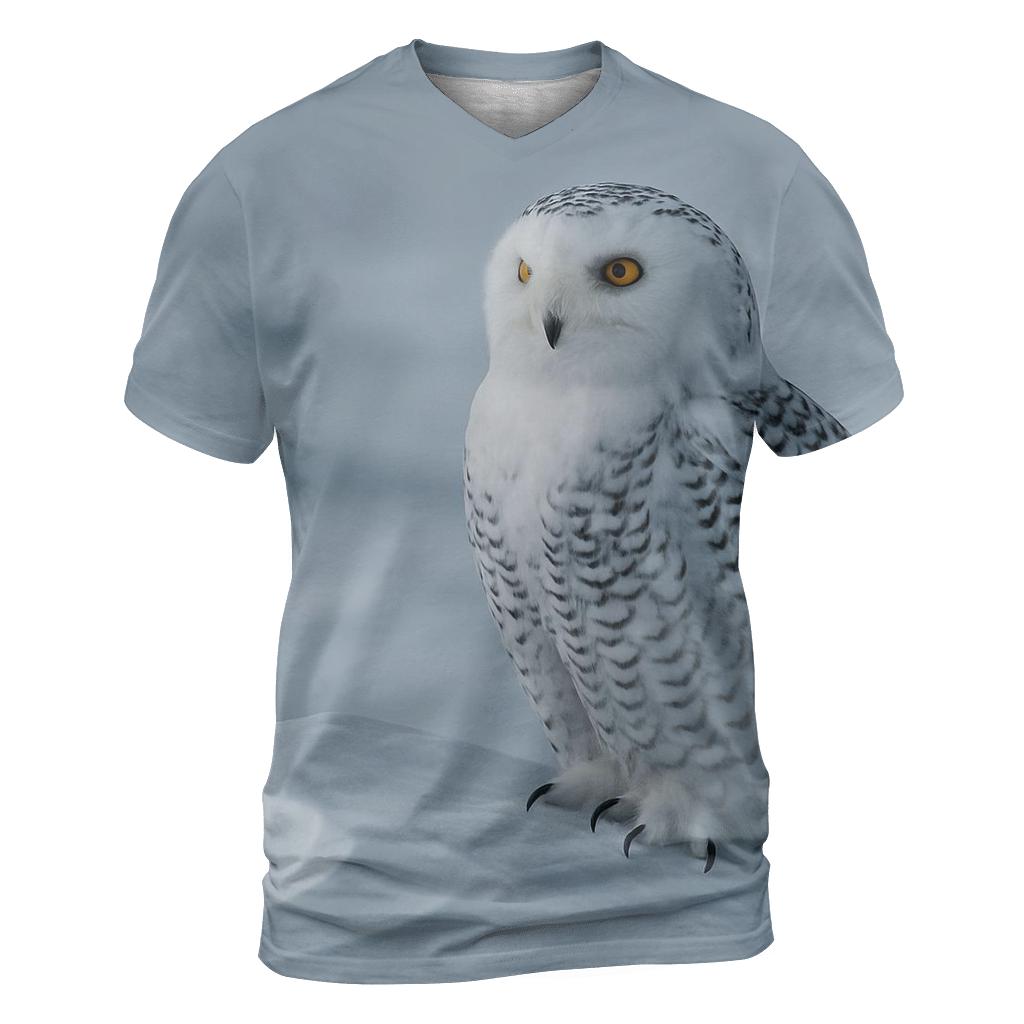 Aurora Stillness Snowy Owl statement graphic shirts