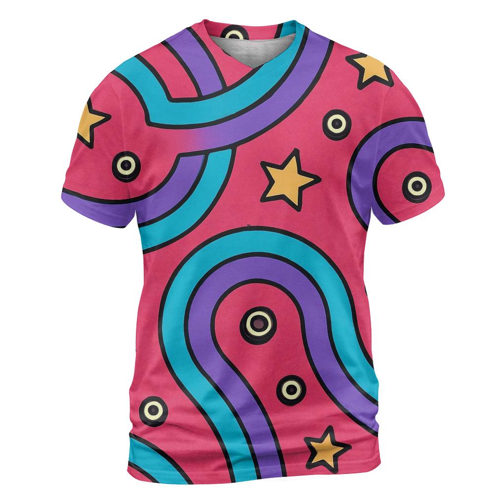 Roller Rink Neon Swirl Map creative print fashion shirts