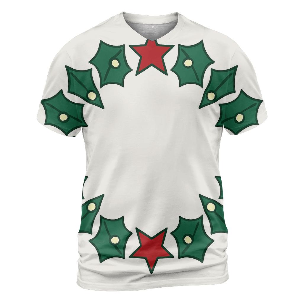 Starlit Holly Wreath Geometry vibrant all-over design tees