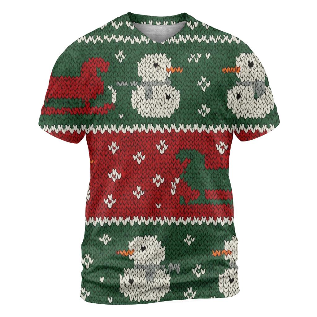 Ugly Christmas Sleigh And Snowman Band Sampler Design unique graphic print tees