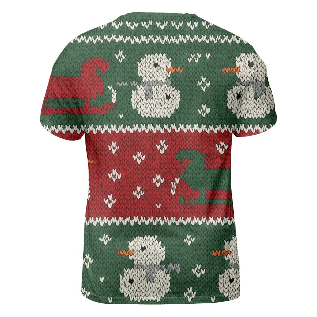 Ugly Christmas Sleigh And Snowman Band Sampler Design unique graphic print tees
