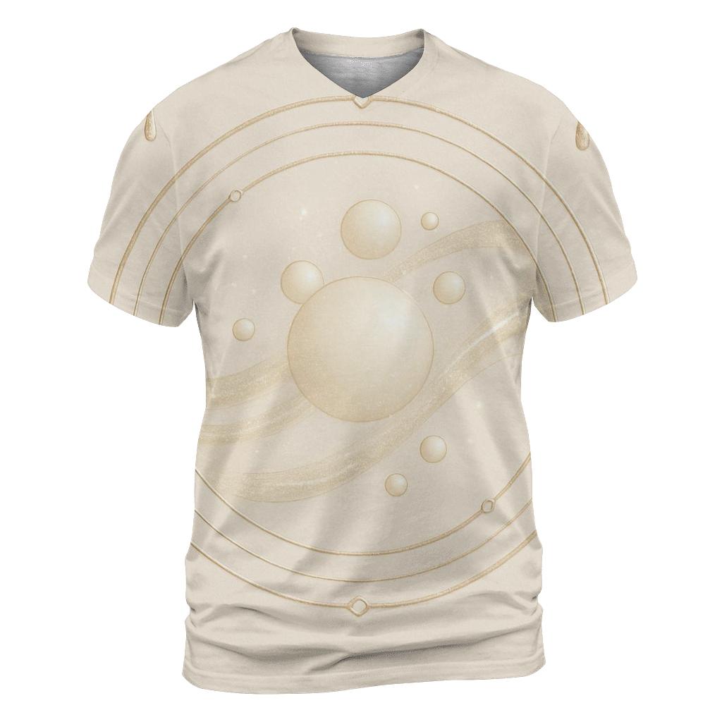 Champagne Crest Orbits vibrant all-over design tees