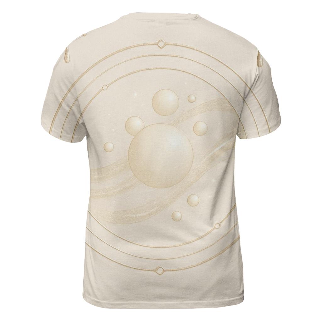 Champagne Crest Orbits vibrant all-over design tees