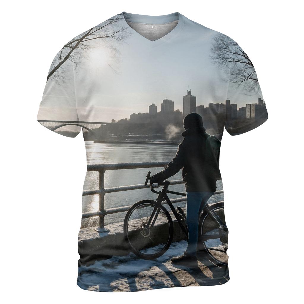 Winter Sun On The Harlem River With The Upper Manhattan Skyline unique graphic print tees