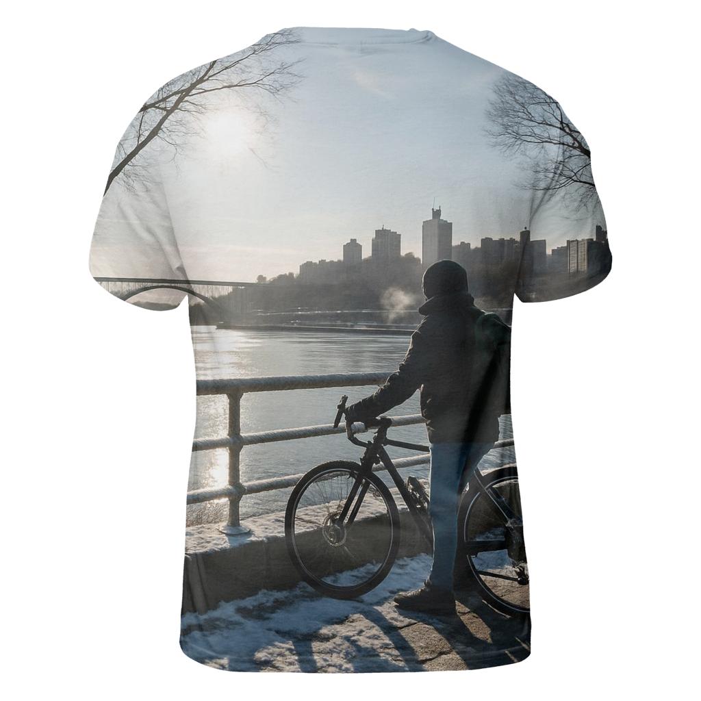 Winter Sun On The Harlem River With The Upper Manhattan Skyline unique graphic print tees