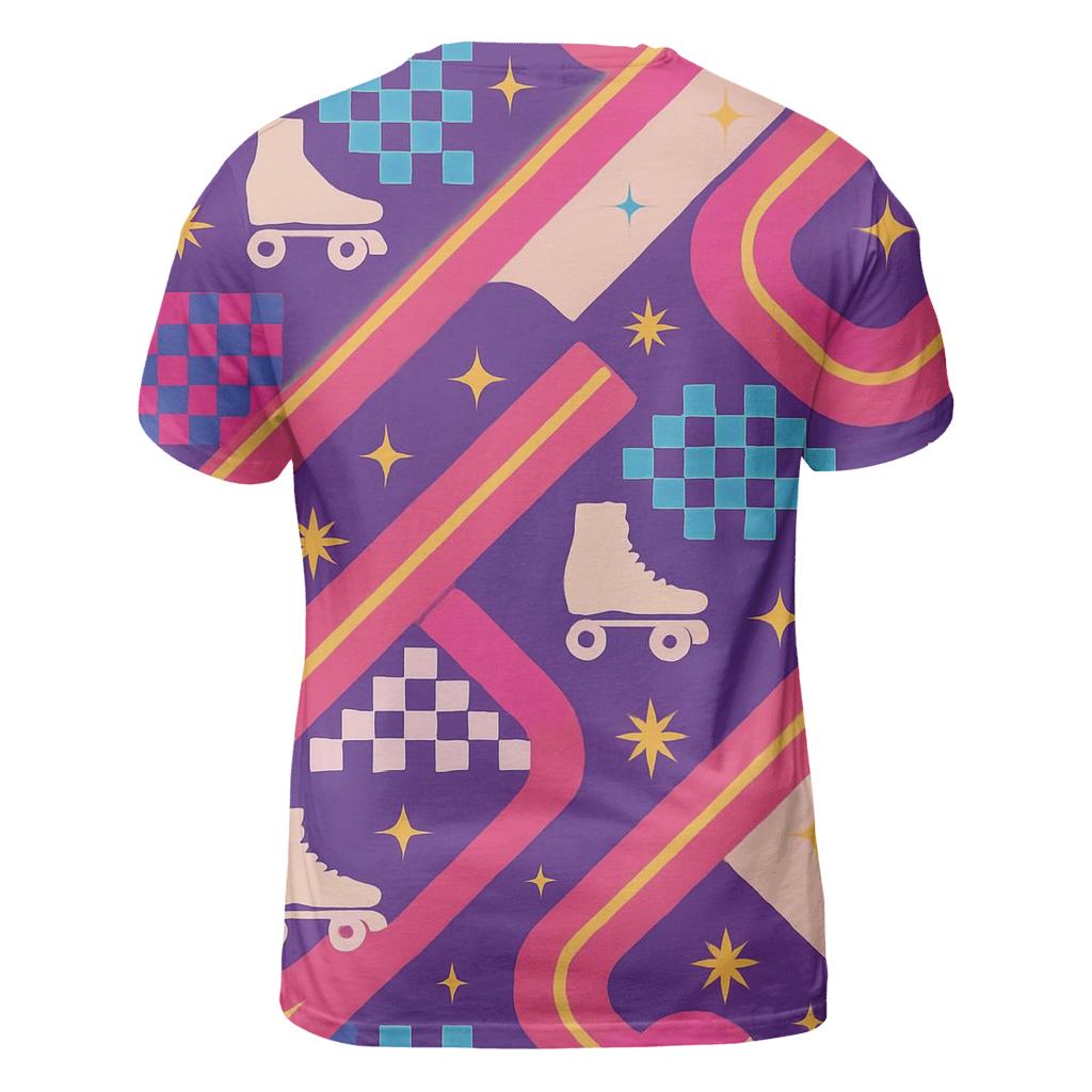 Vintage Roller Rink Neon Lane Pattern trendy printed shirt styles