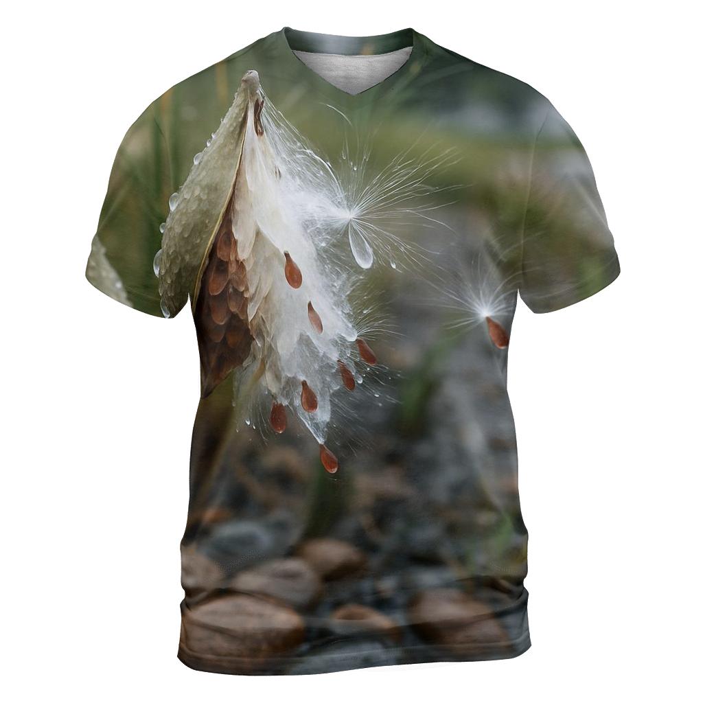 Rain Garden Milkweed Pods Releasing Silk Floss personalized full print shirts