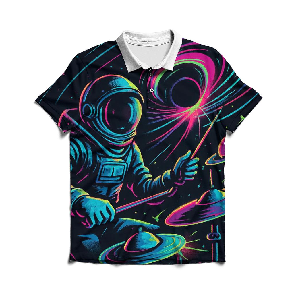 Black Hole Street Drummer embroidered polo tops