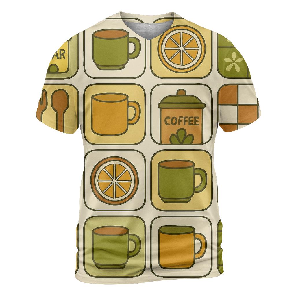 Seventies Kitchen Canister Doodle Grid designer pattern shirts