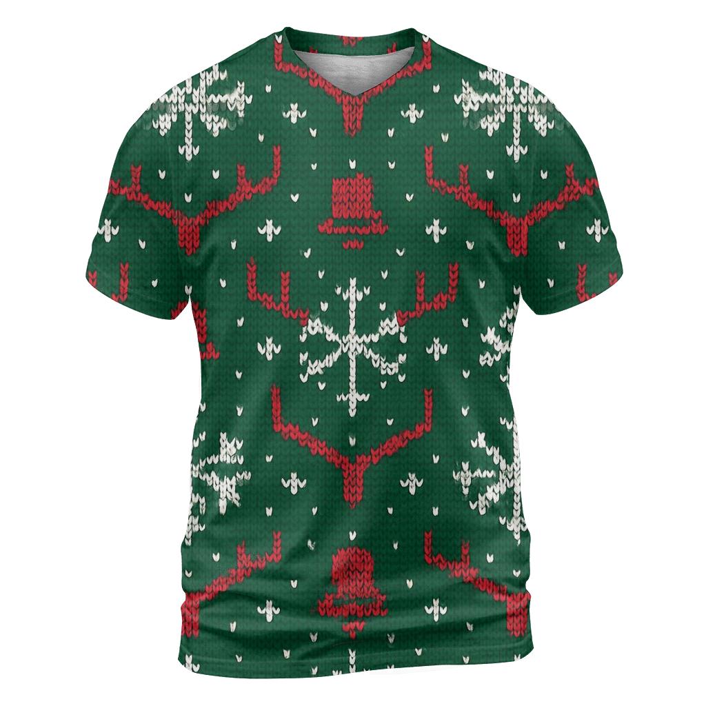Ugly Christmas Reindeer Antler Chevron Jamboree Design trendy printed shirt styles