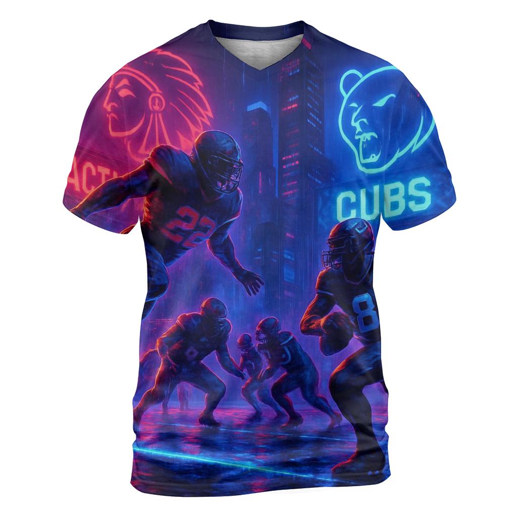 Neon Rooftop Rumble Braves Vs Cubs vibrant all-over design tees