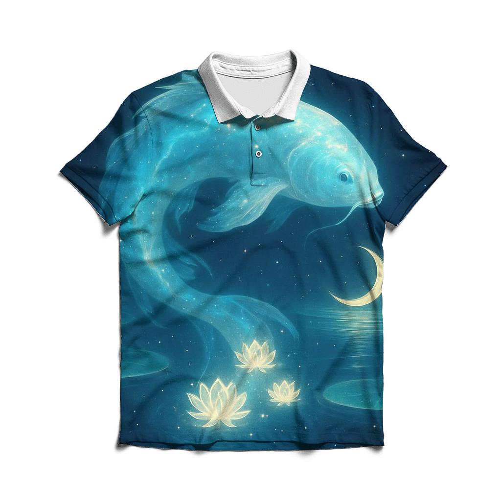 Aurora Koi Nebula Garden casual sports polo shirts