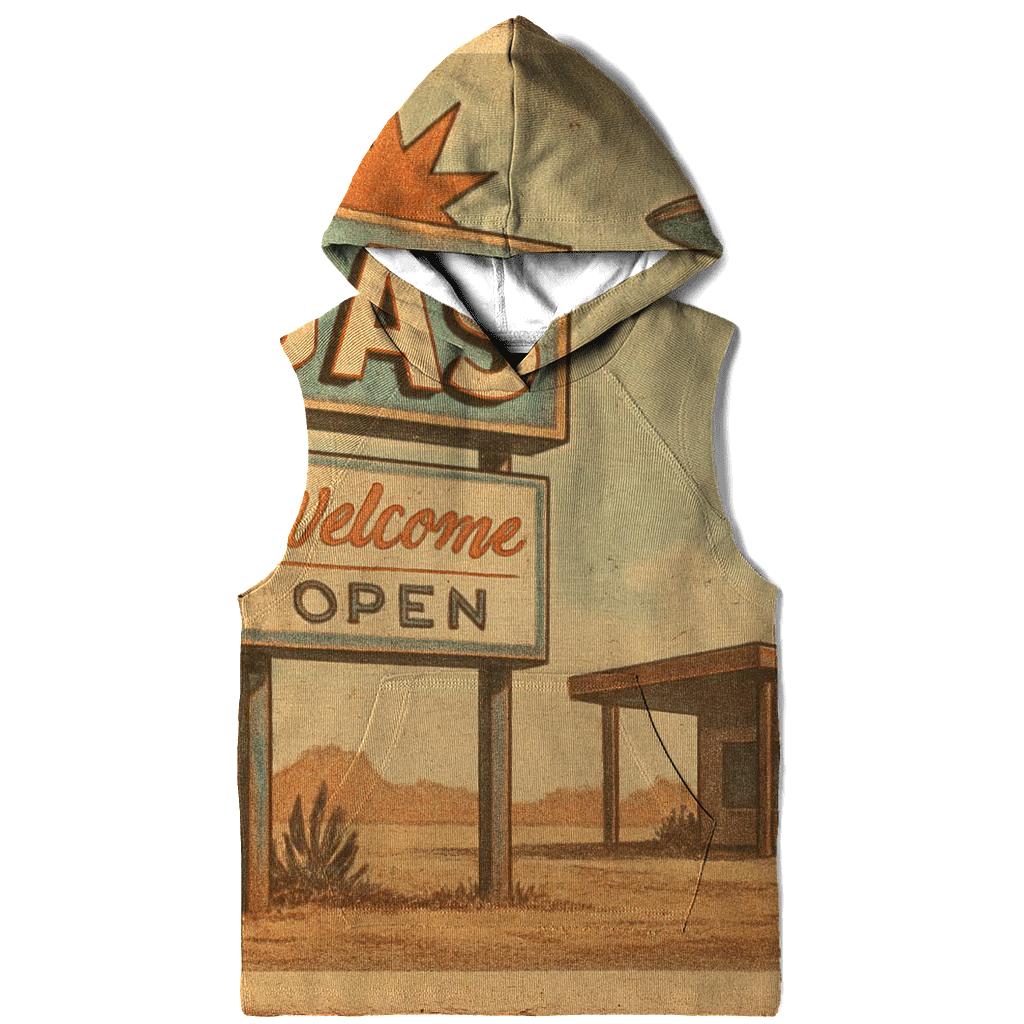 Sepia Desert Gas Station UFO Stop 1959 lightweight hoodies