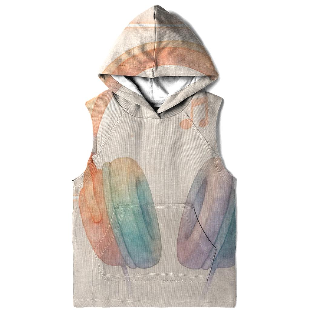 Watercolor Headphones Over Neon Notes lightweight hoodies