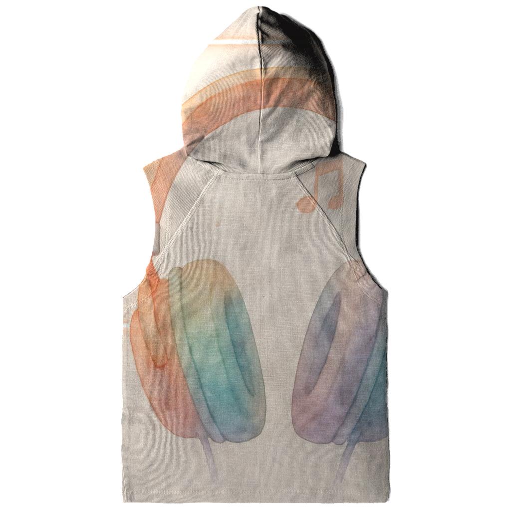Watercolor Headphones Over Neon Notes lightweight hoodies