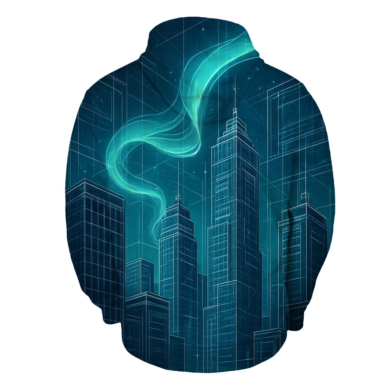 Aurora Blueprint Cityscape embroidered hoodies