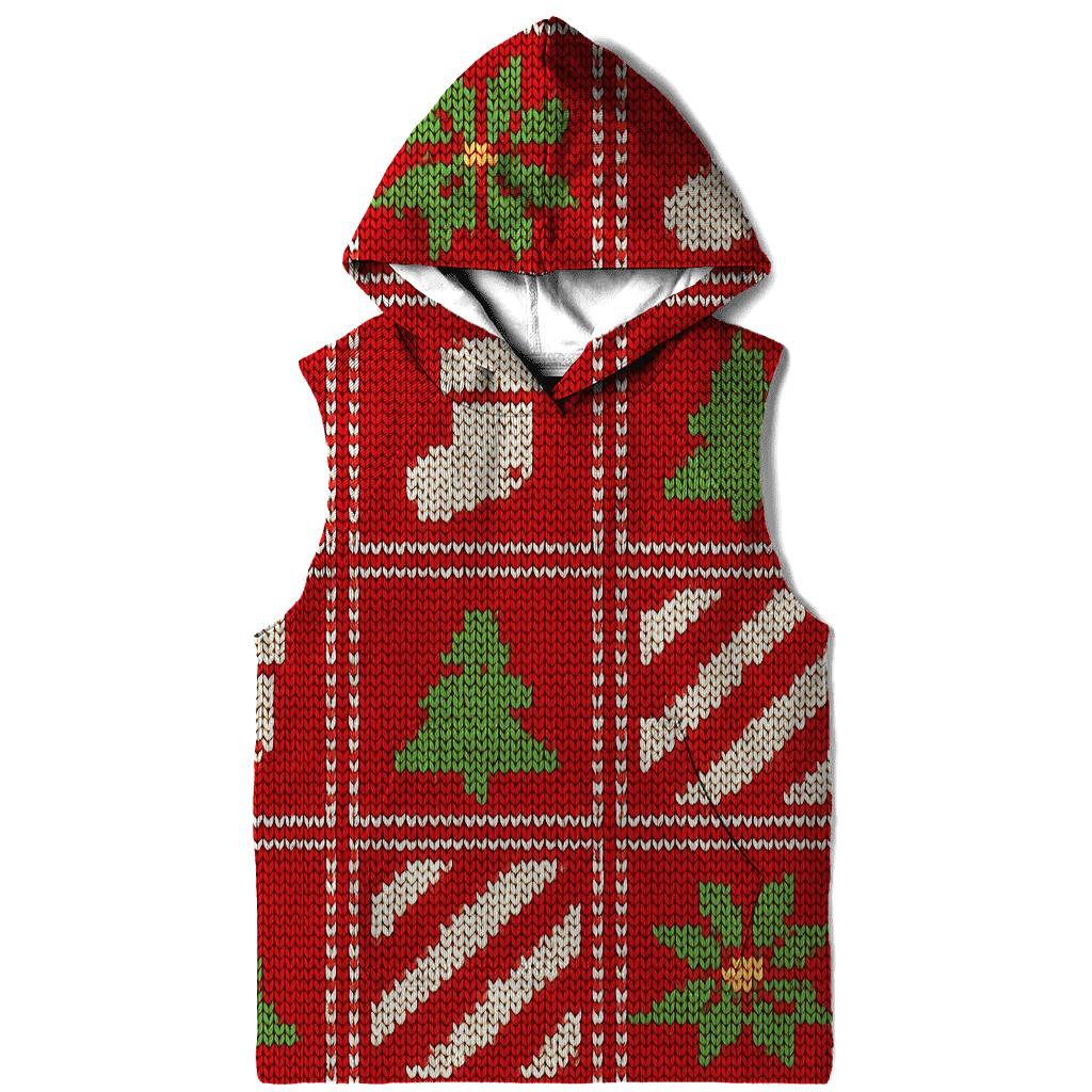 Ugly Christmas Candy Cane And Poinsettia Patchwork Parade Design custom hoodies
