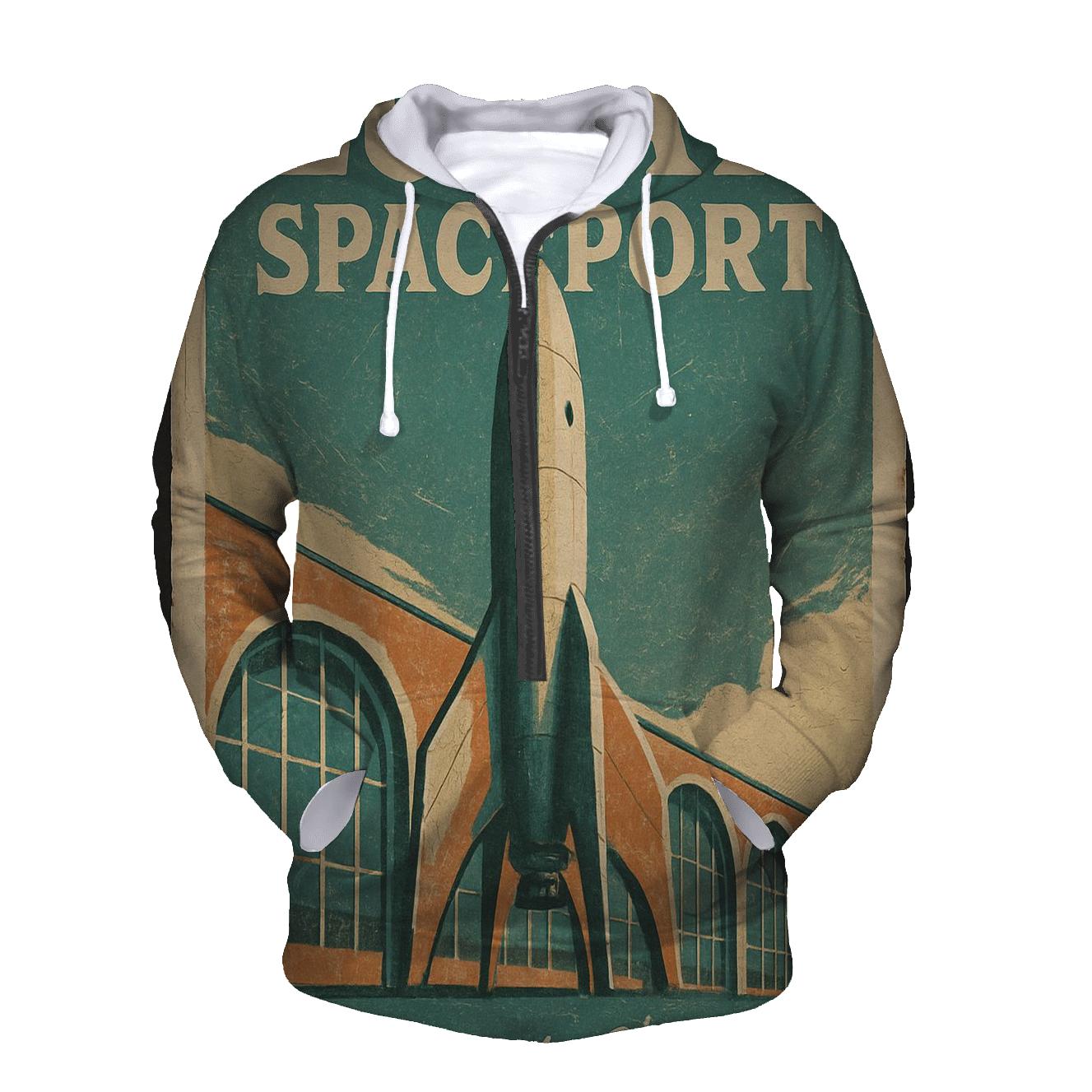 Worn Spaceport Travel Poster 1977 zip-up hoodies