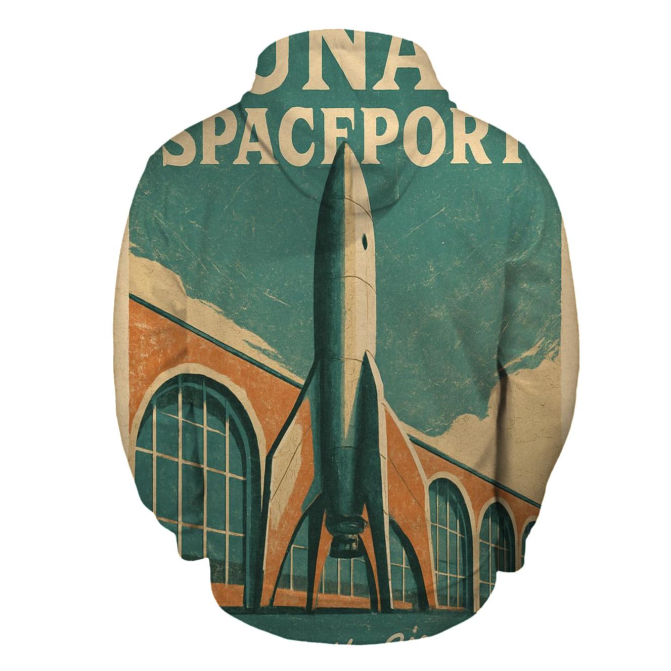Worn Spaceport Travel Poster 1977 zip-up hoodies