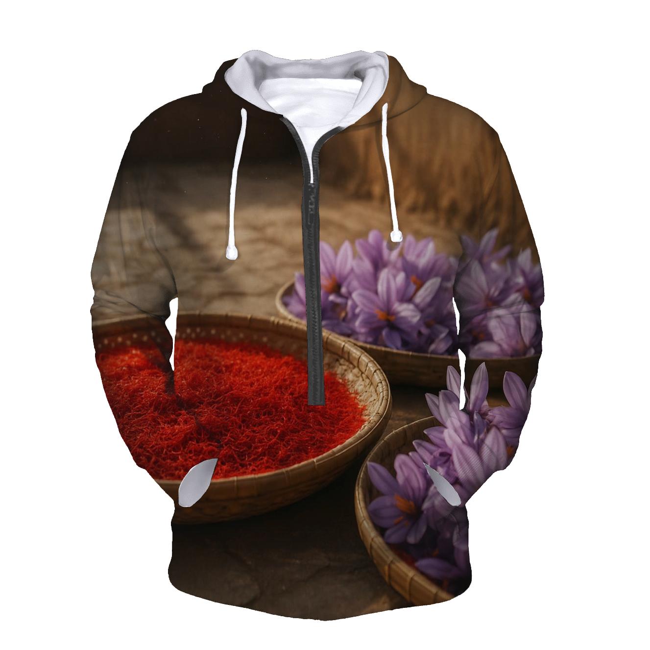 Saffron Crocus Stigmas Drying On Bamboo Trays pullover hoodies