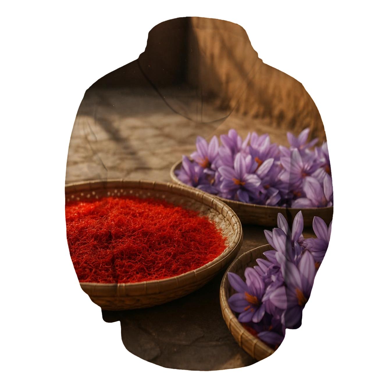 Saffron Crocus Stigmas Drying On Bamboo Trays pullover hoodies