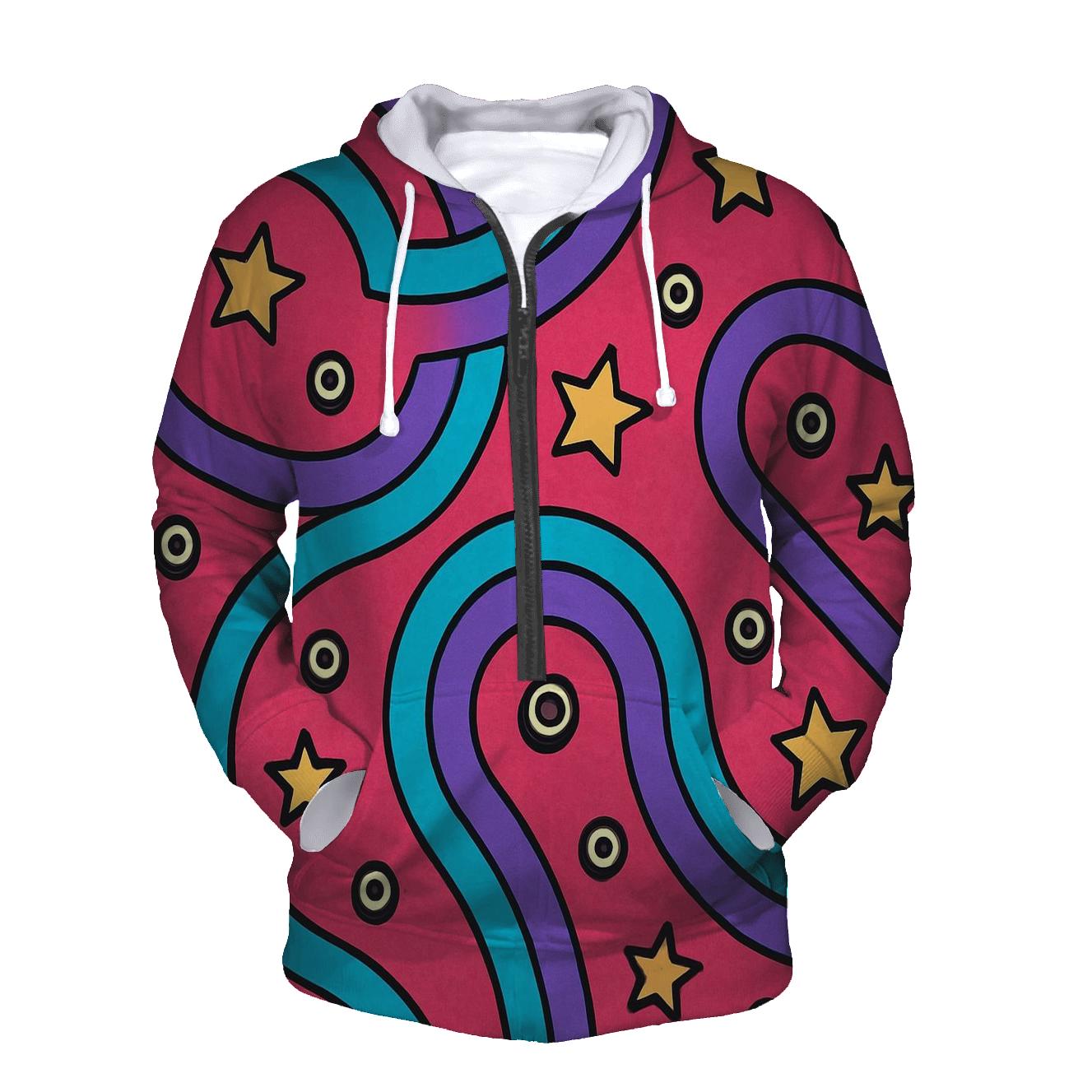 Roller Rink Neon Swirl Map embroidered hoodies