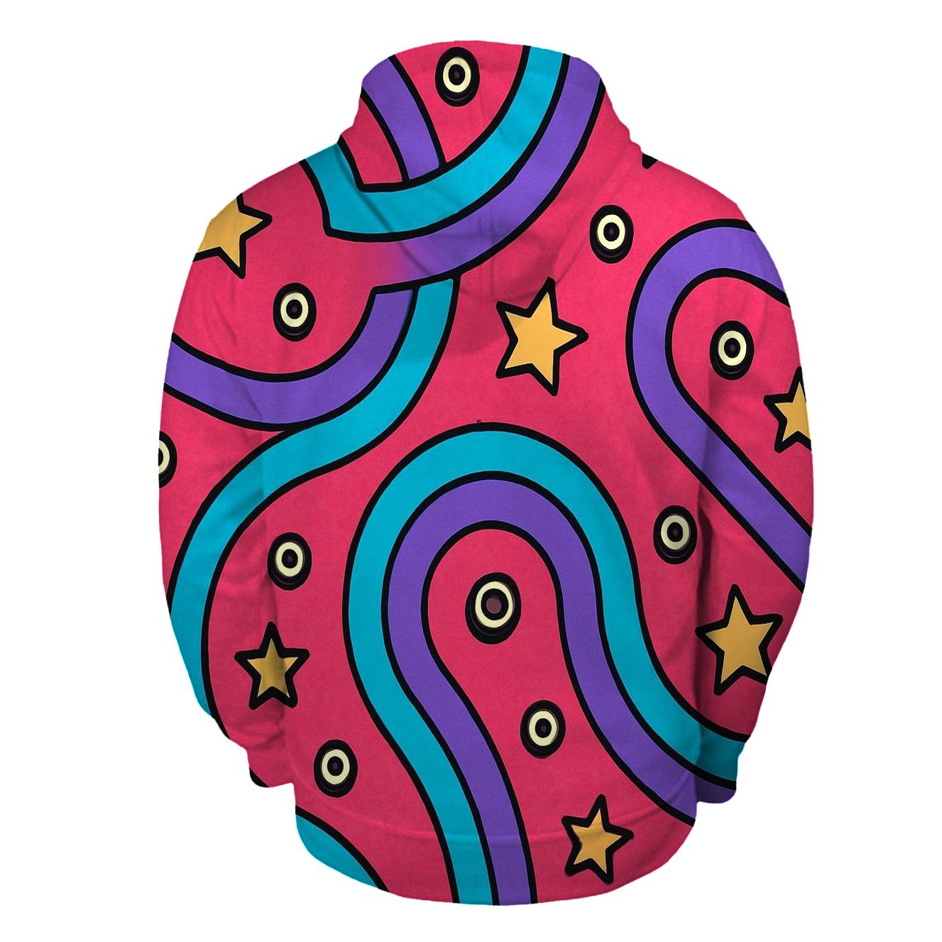 Roller Rink Neon Swirl Map embroidered hoodies