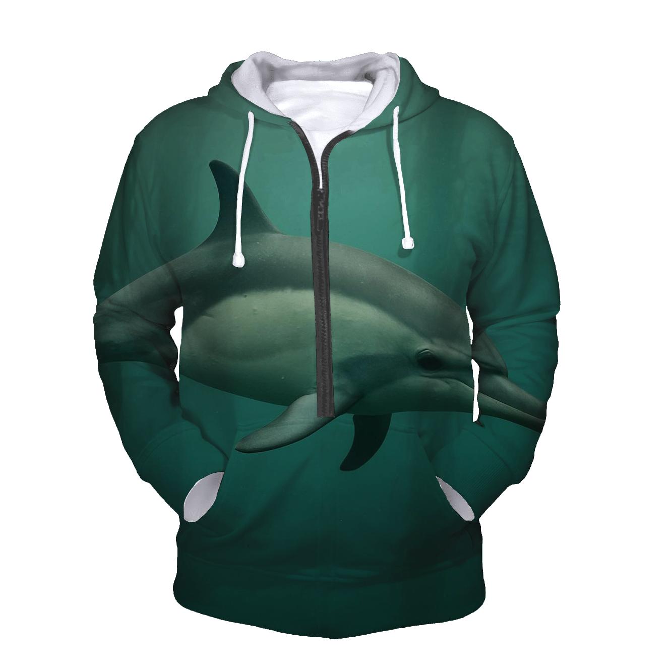 Kelp Forest Pursuit Common Dolphin zip-up hoodies