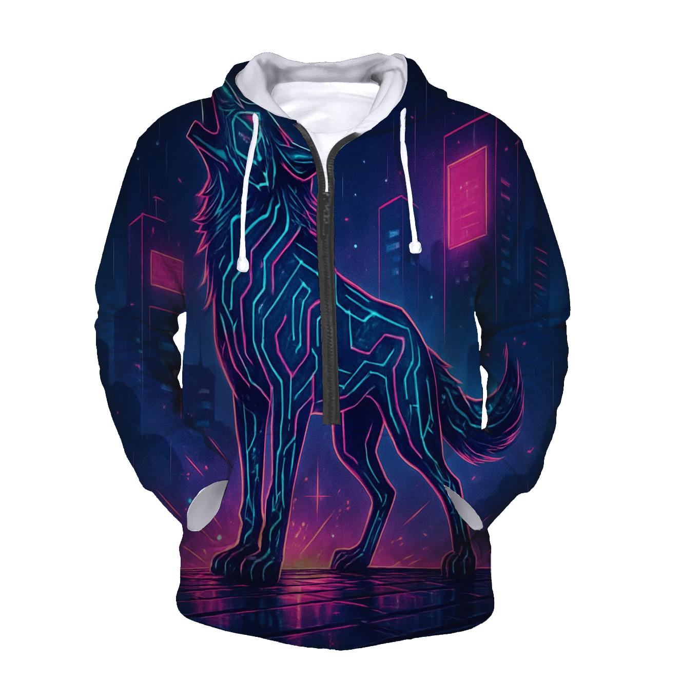Neon Circuit Howl embroidered hoodies