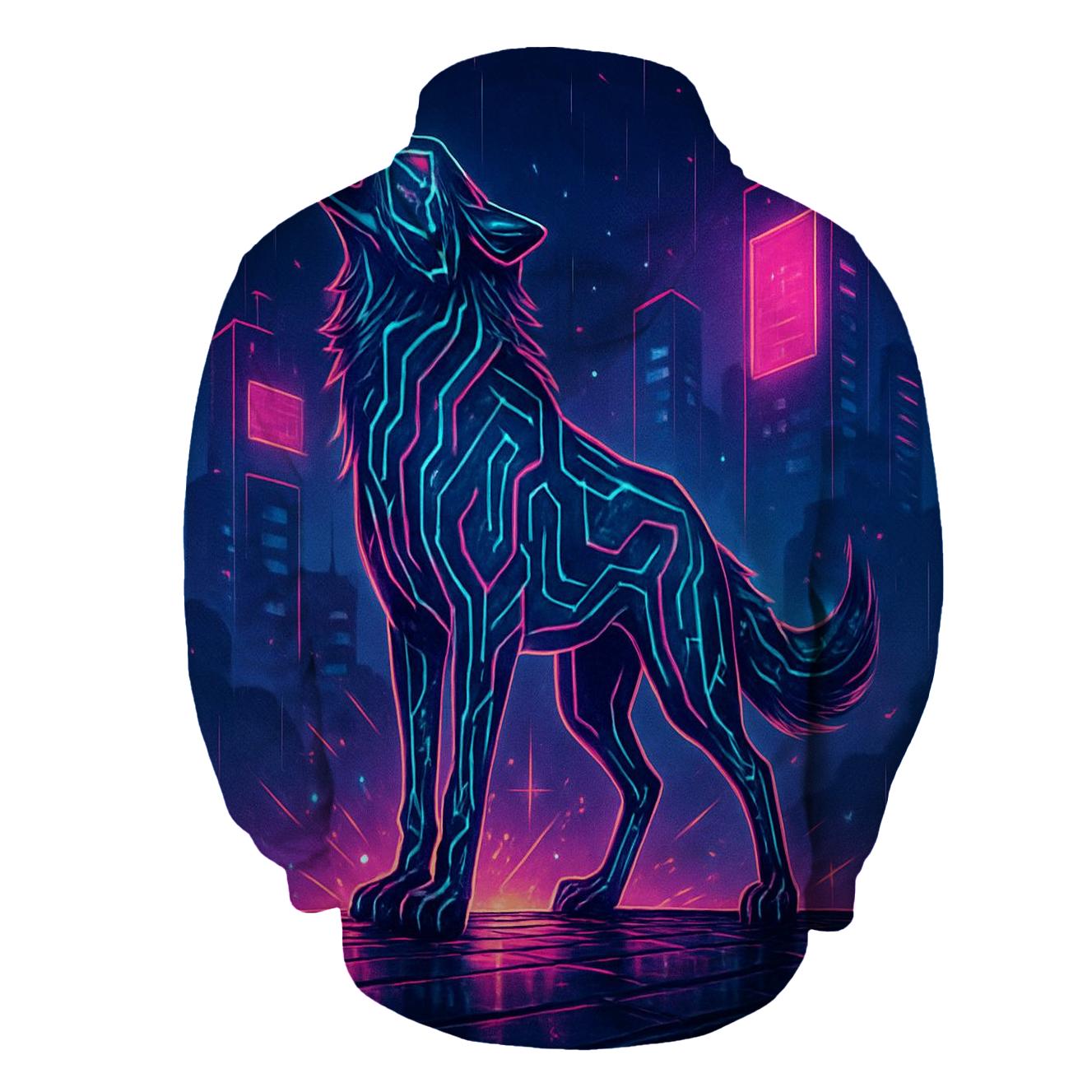Neon Circuit Howl embroidered hoodies