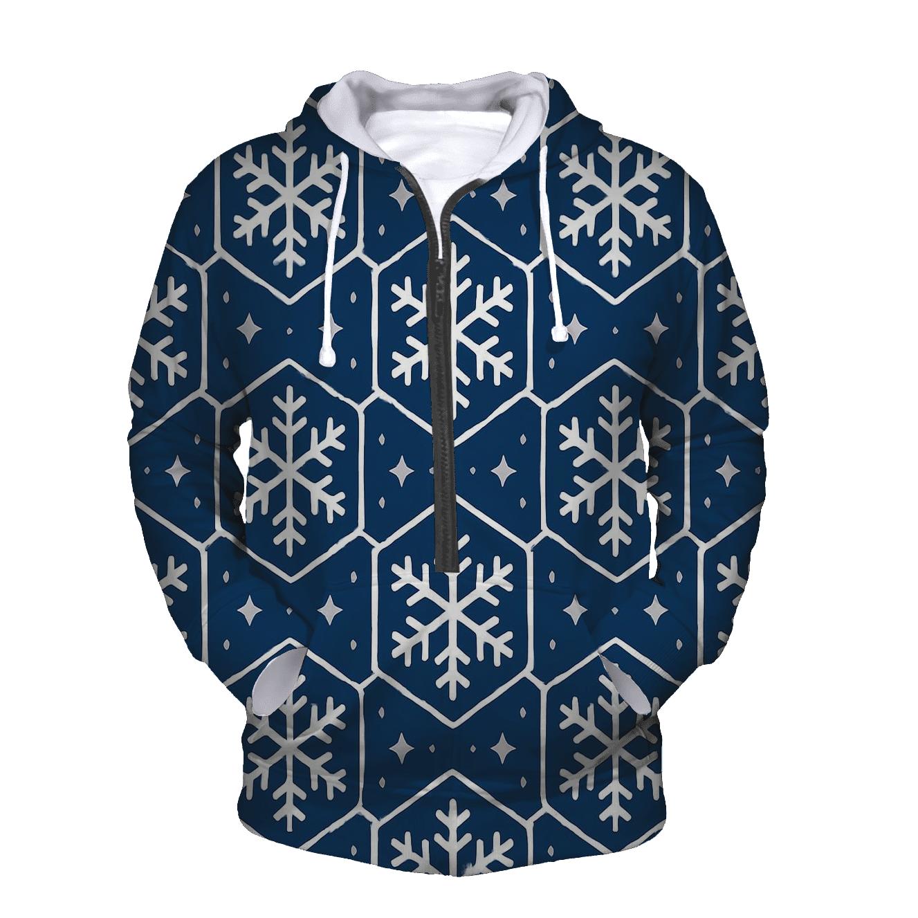 Snowflake Lattice Night Pattern graphic hoodies