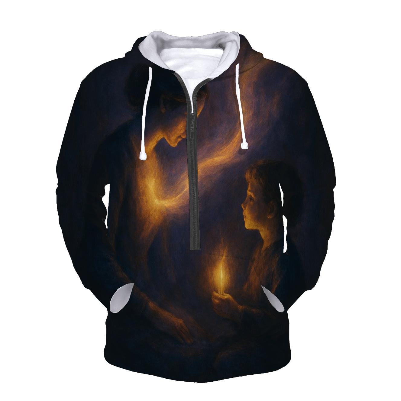 The Lantern In My Chest That Learned Its Flame From Her printed hoodies