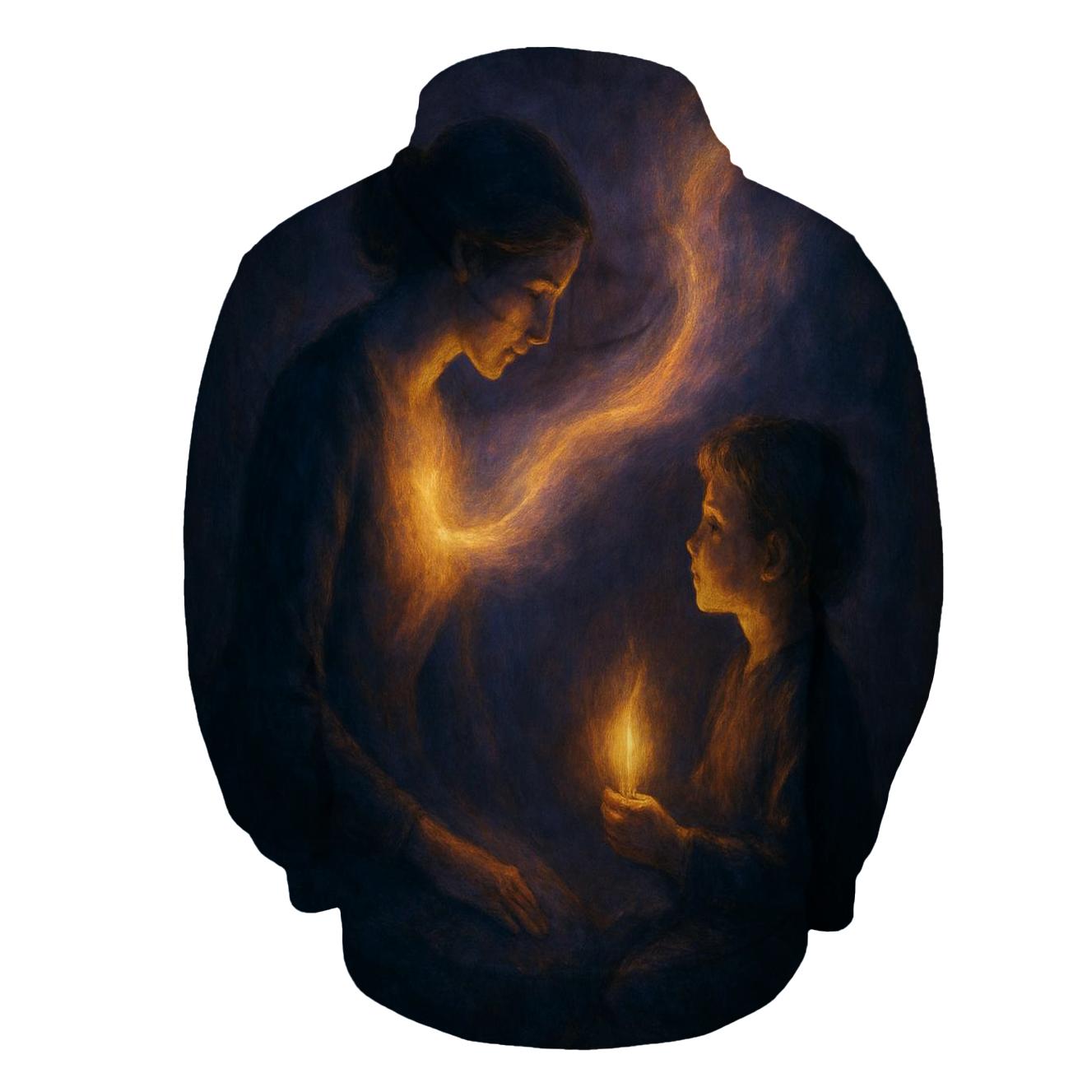The Lantern In My Chest That Learned Its Flame From Her printed hoodies