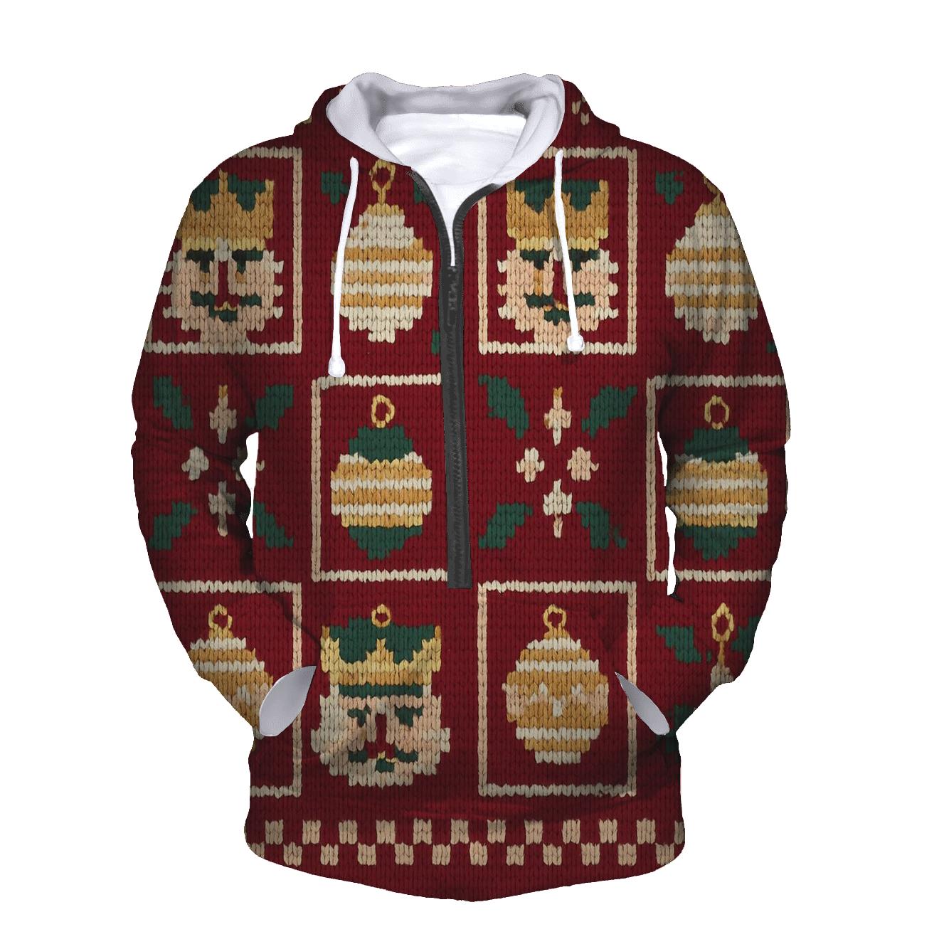 Ugly Christmas Nutcracker And Ornament Lattice Design designer hoodies