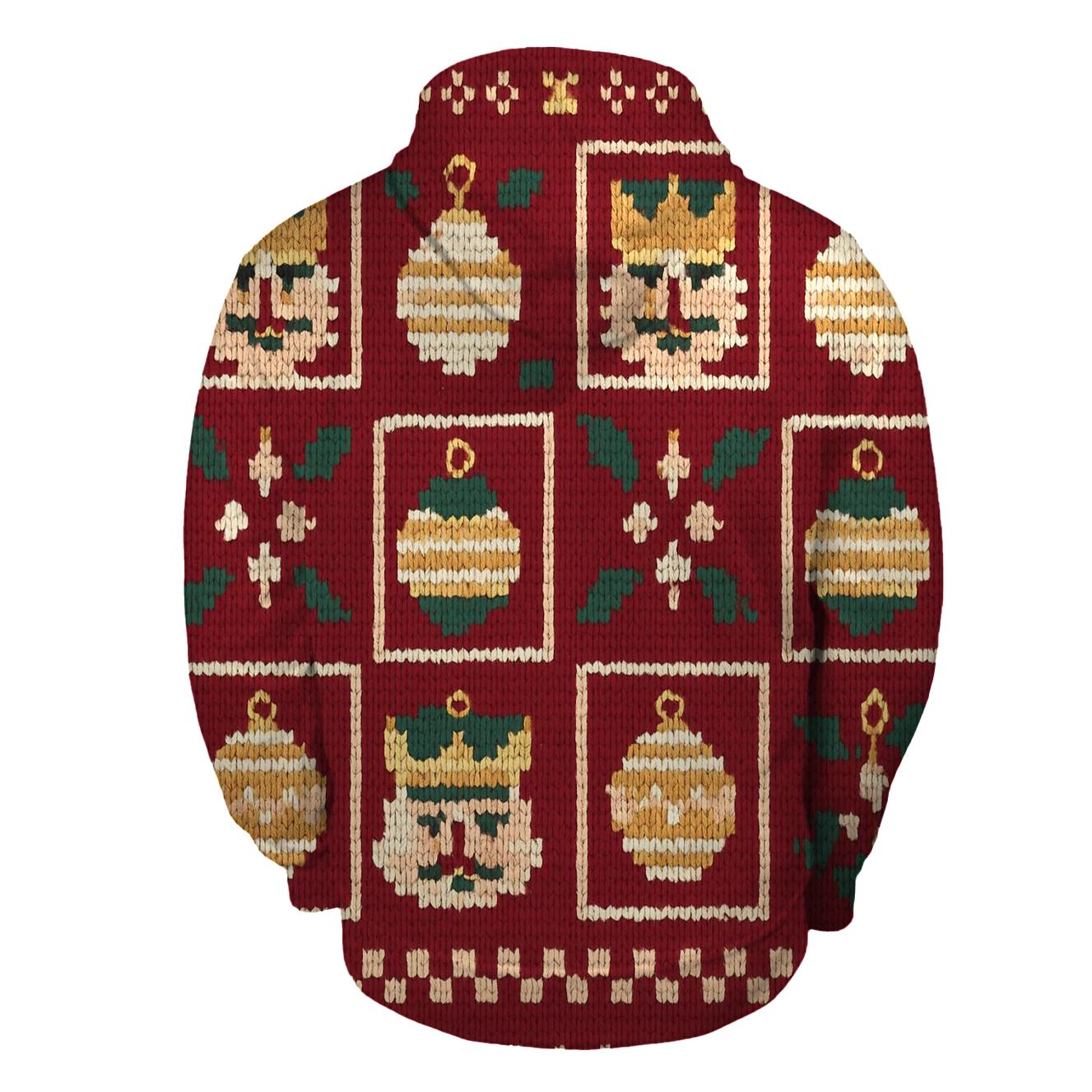 Ugly Christmas Nutcracker And Ornament Lattice Design designer hoodies
