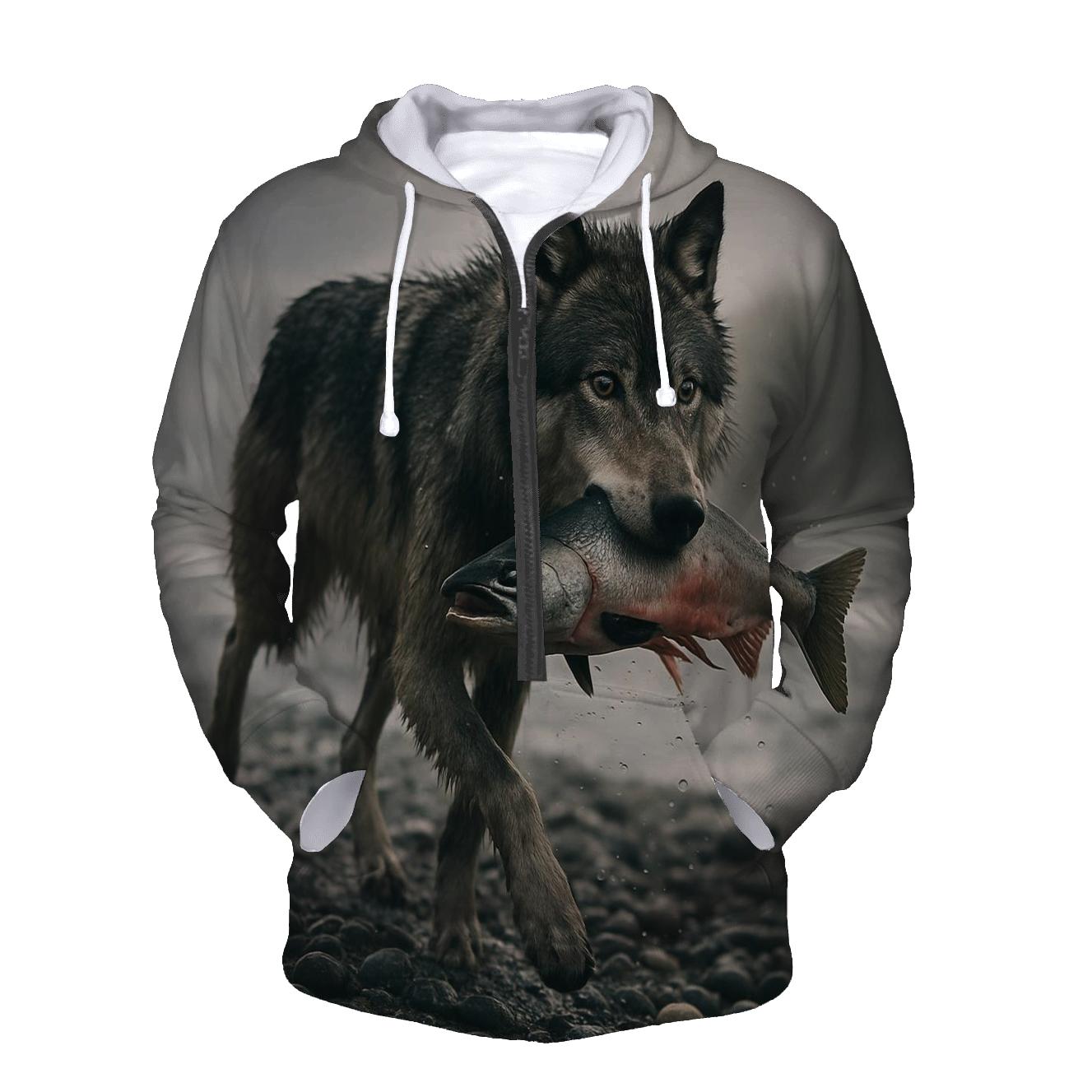 Salt Spray Salmon Run Wolf hoodie styles