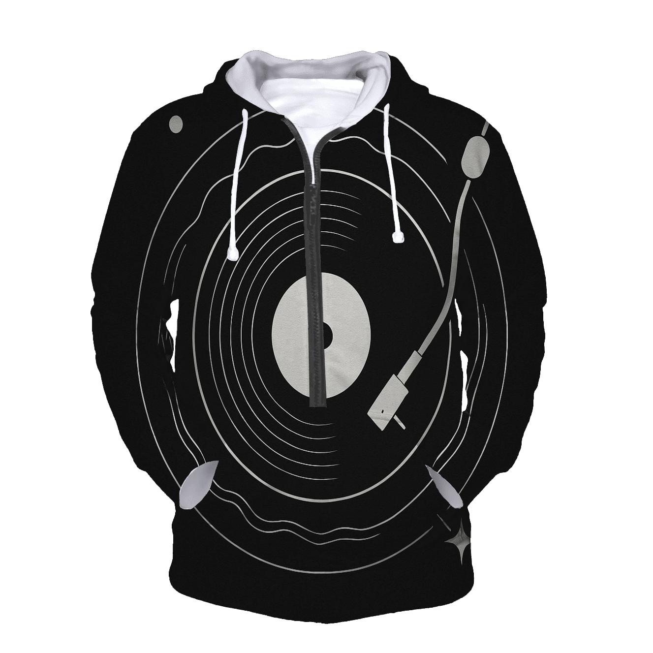 Monochrome Turntable Orbit Diagram zip-up hoodies