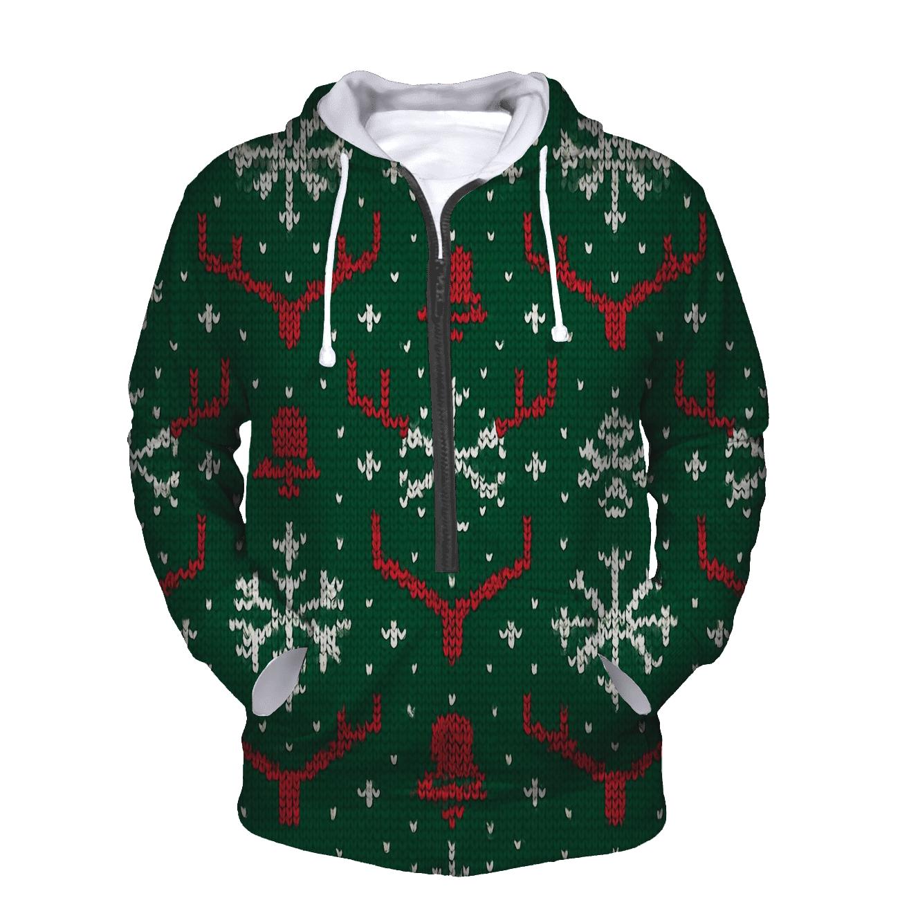 Ugly Christmas Reindeer Antler Chevron Jamboree Design graphic hoodies