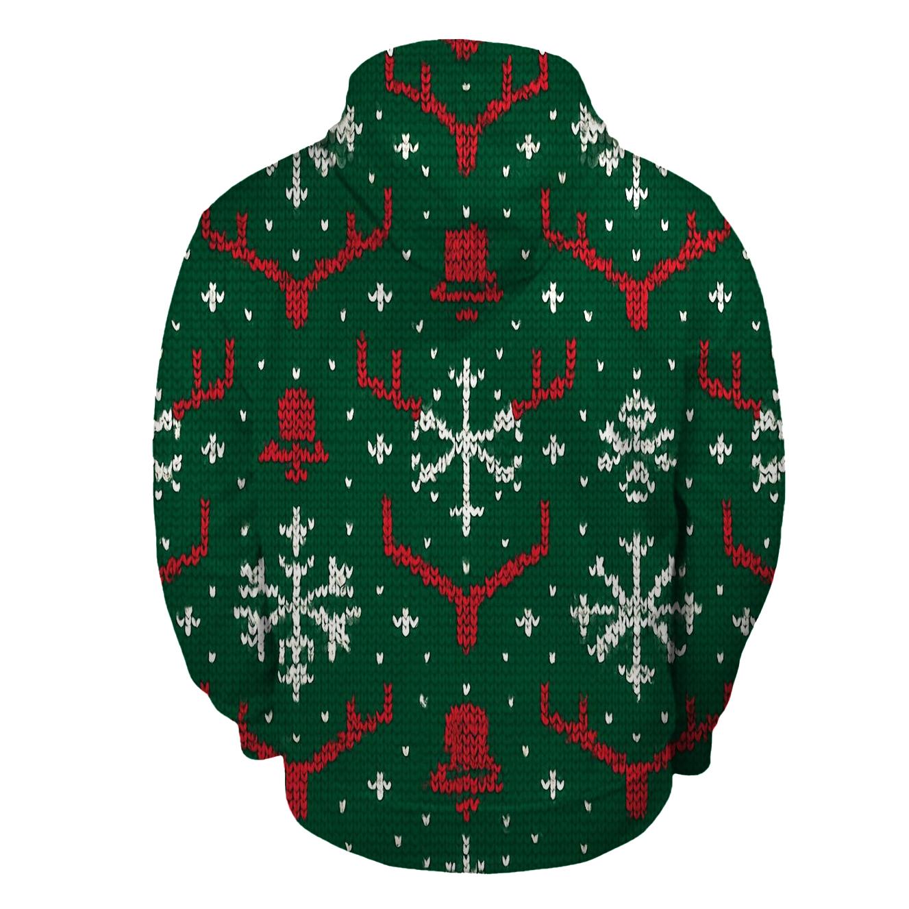Ugly Christmas Reindeer Antler Chevron Jamboree Design graphic hoodies