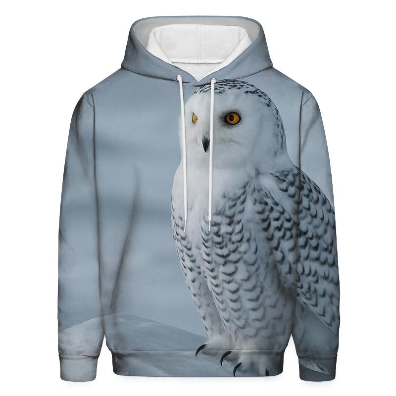 Aurora Stillness Snowy Owl embroidered hoodies