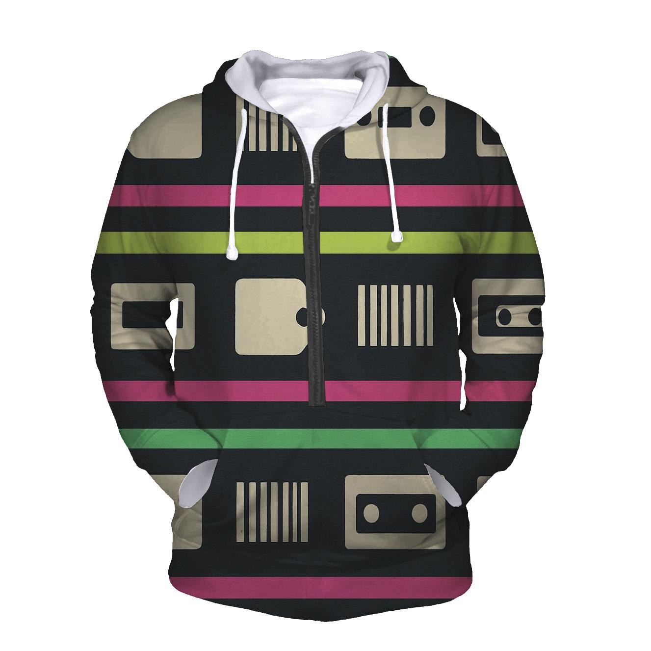 VHS Rental Aisle Price Tag Stripes embroidered hoodies