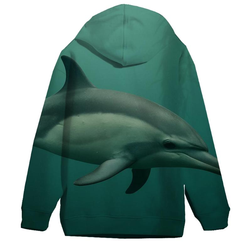 Kelp Forest Pursuit Common Dolphin embroidered hoodies