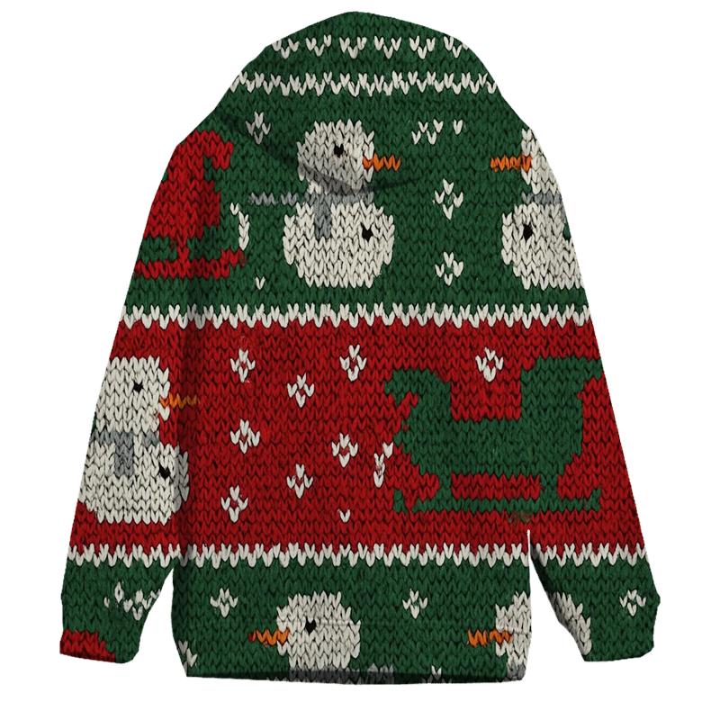 Ugly Christmas Sleigh And Snowman Band Sampler Design zip-up hoodies