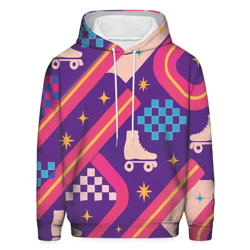 Vintage Roller Rink Neon Lane Pattern designer hoodies